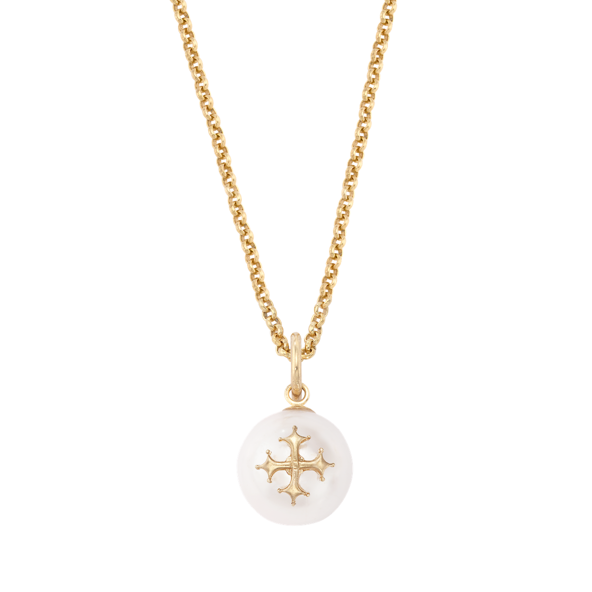 Maltese Cross Pearl Necklace