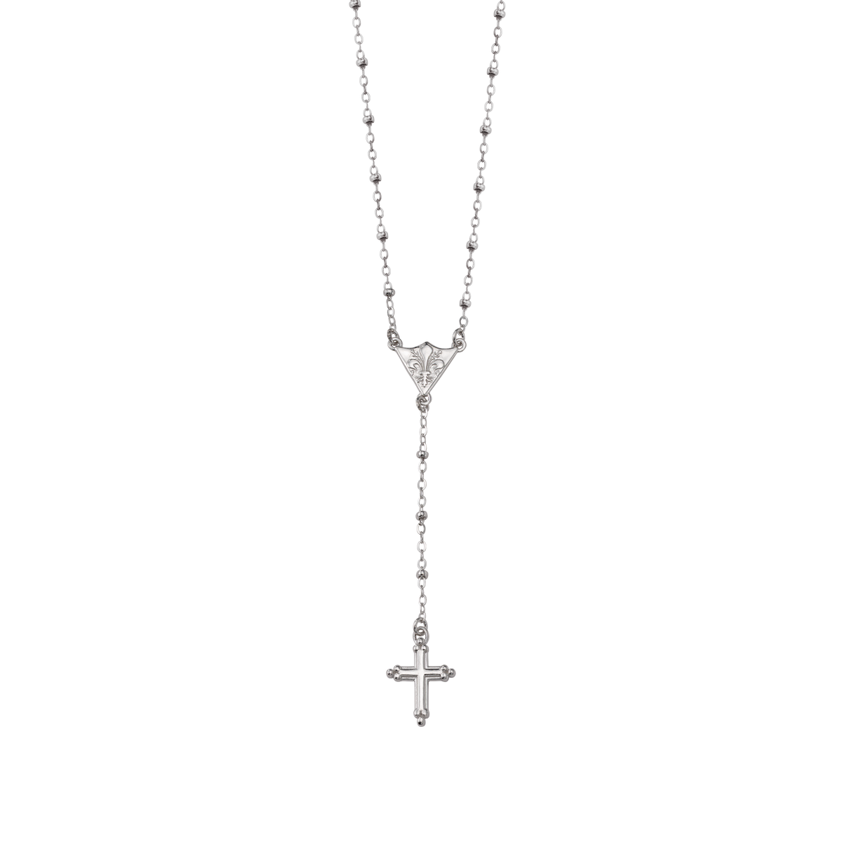 Rosary Fleur de Lis Shield Necklace