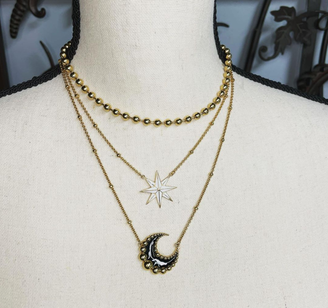 Crescent Moon Key Necklace - Large  Fine jewelry solid silver gold-finish  necklaces bracelets earrings