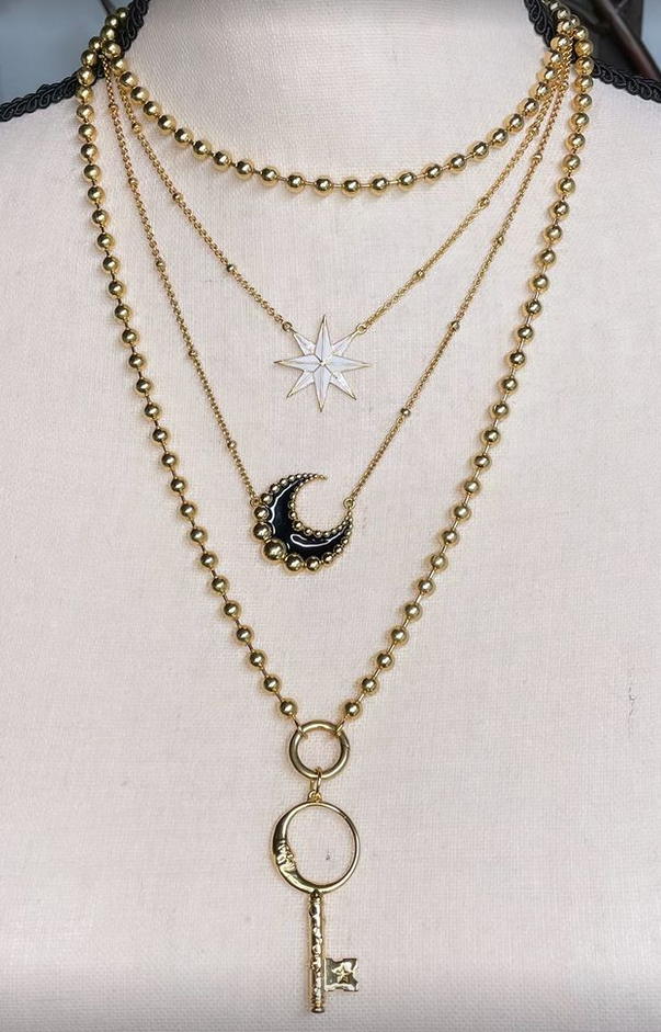 Crescent Moon Key Charm - Large