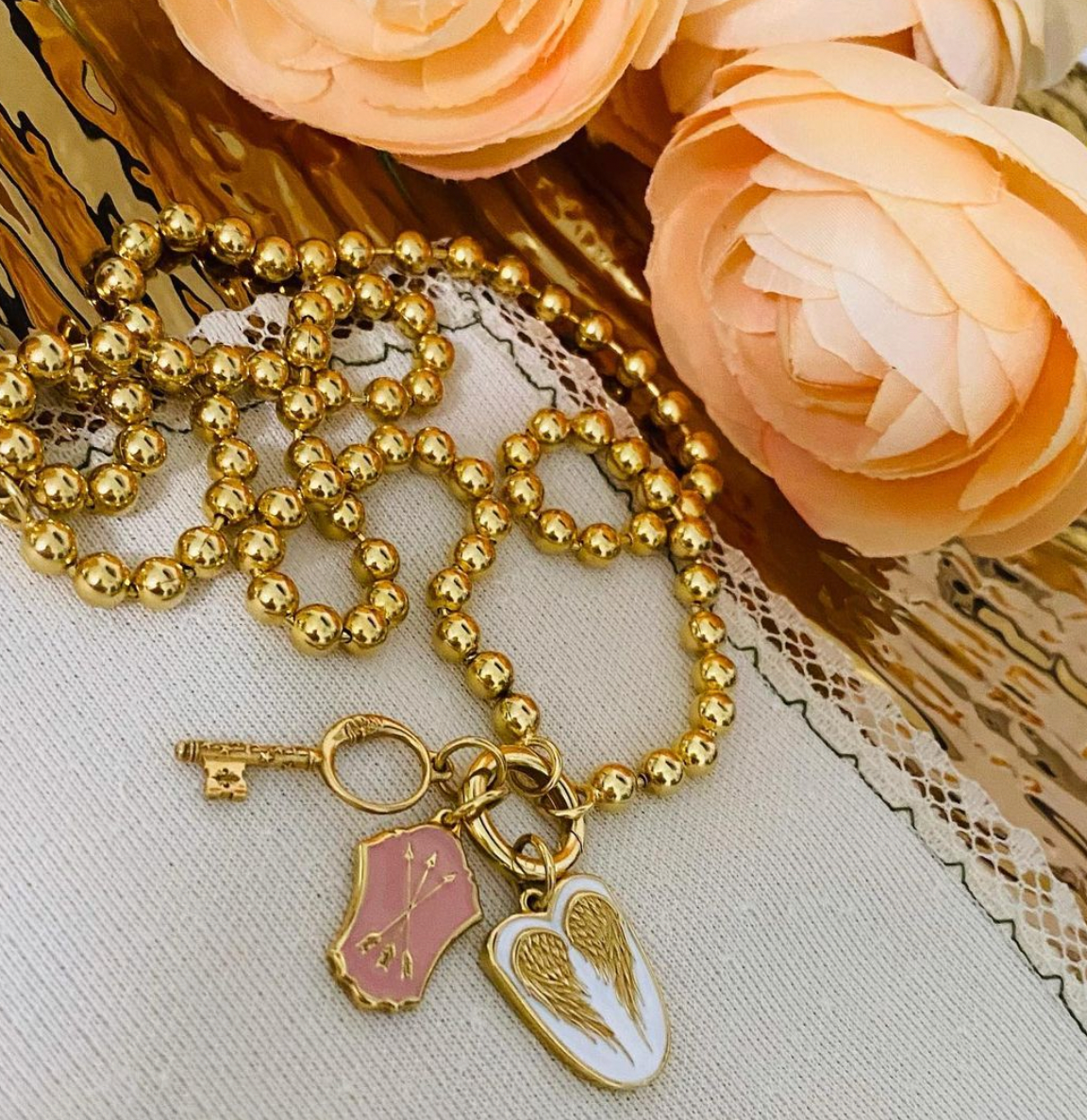 Angel Wing Enamel Shield Charm