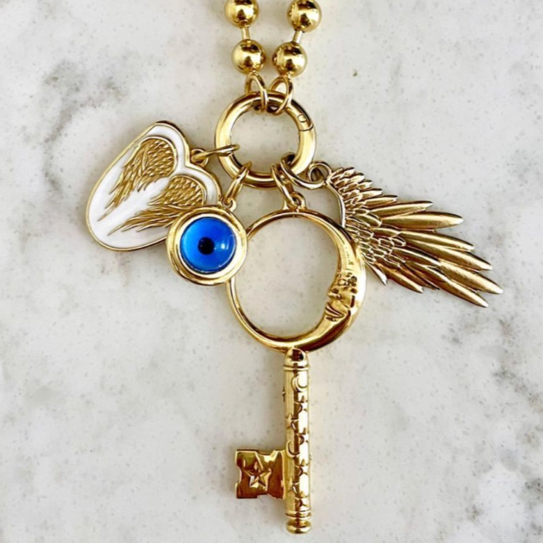 Angel Wing Enamel Shield Charm