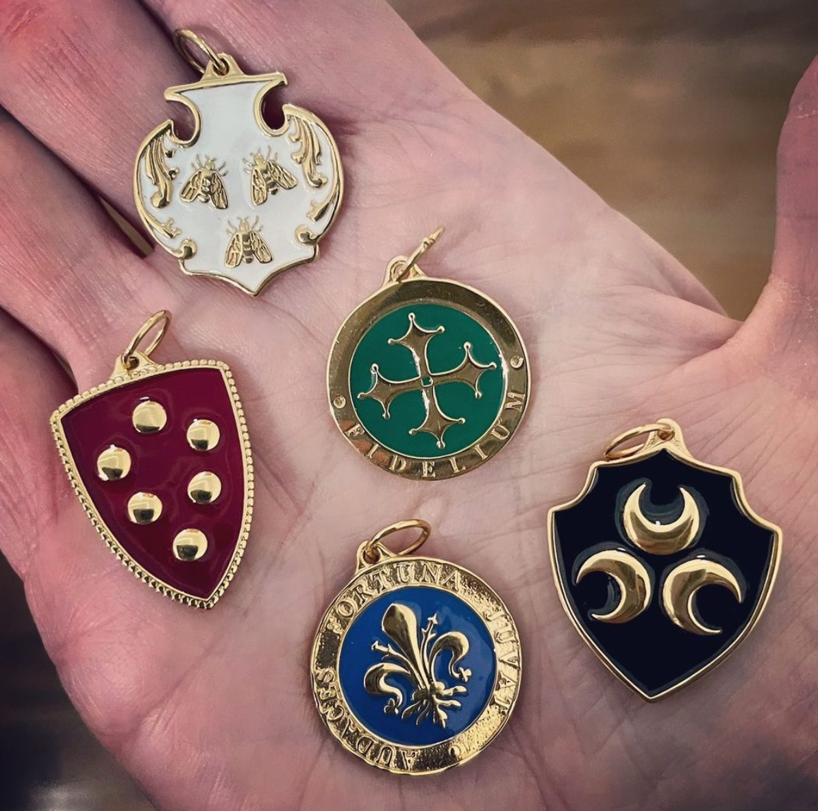 Bee Enamel Shield Necklace