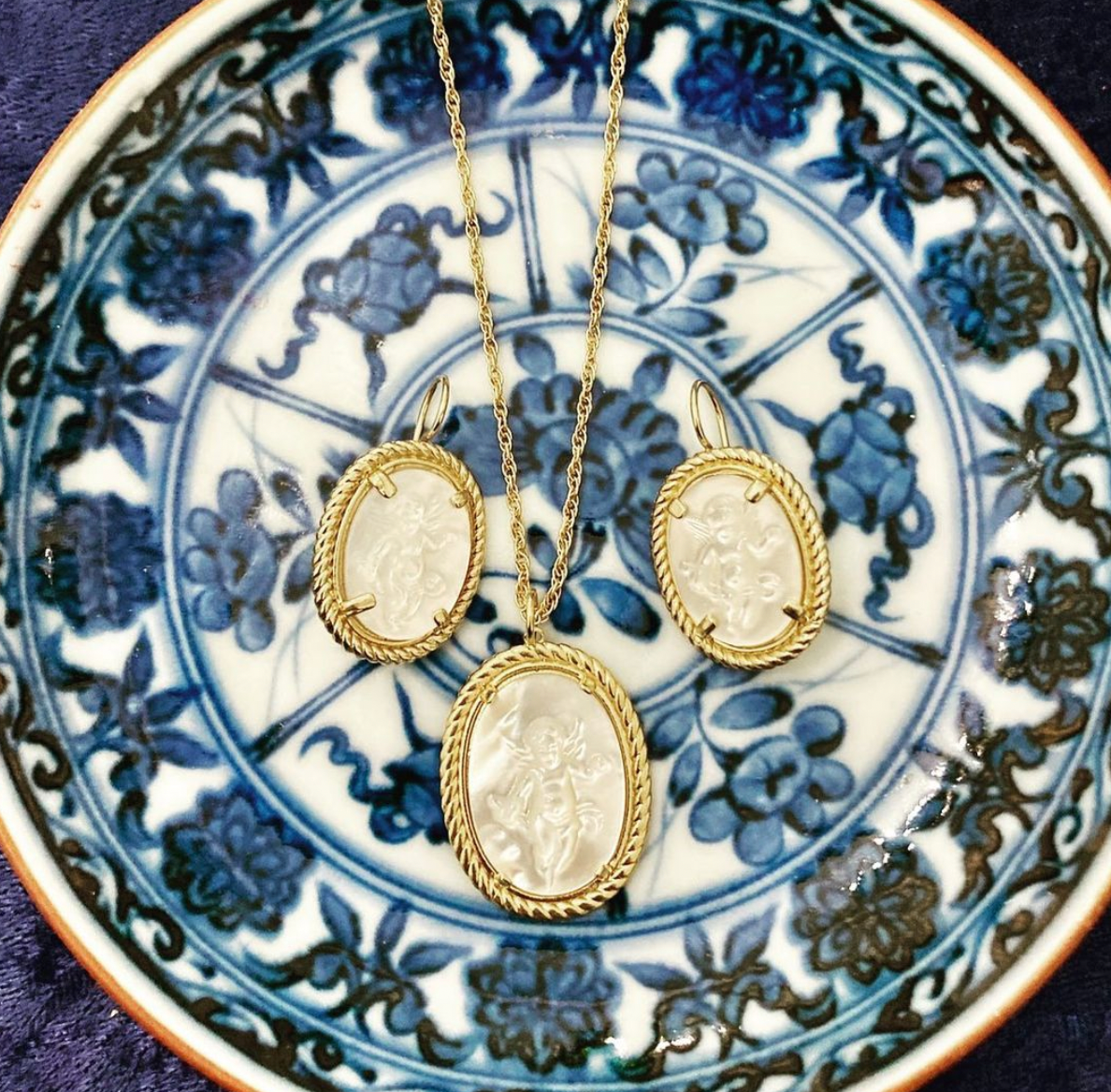 Cherub Cameo Pendant Necklace