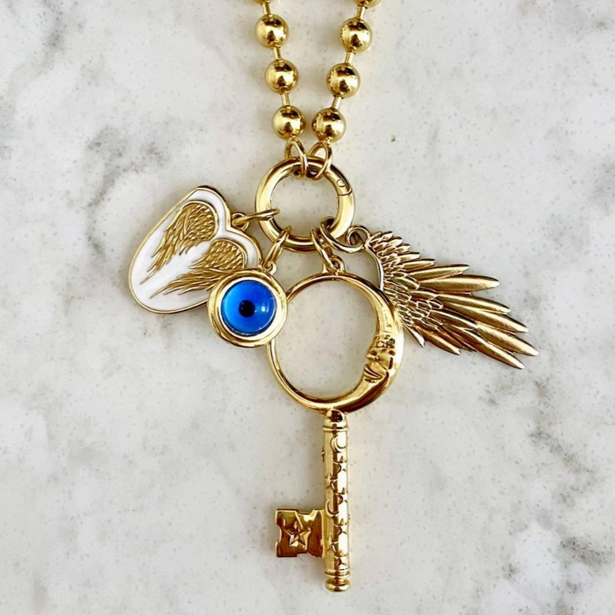 Crescent Moon Key Charm - Large