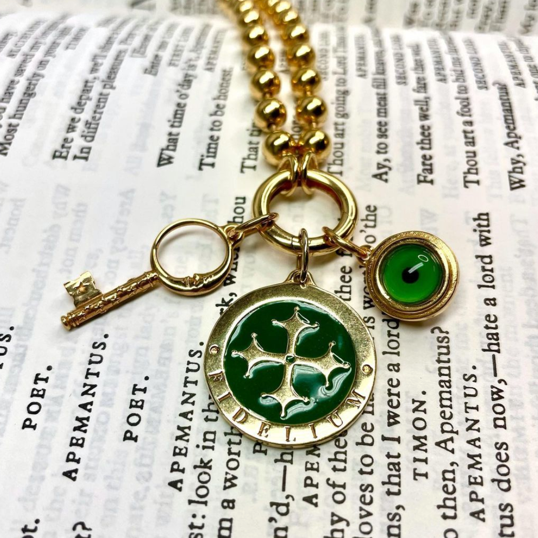 Maltese Cross Enamel Medallion Charm