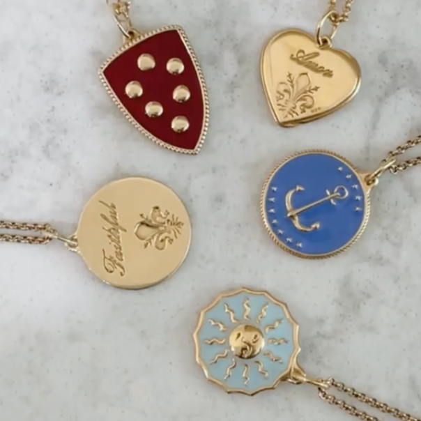 Of the Sea Anchor Enamel Medallion Necklace