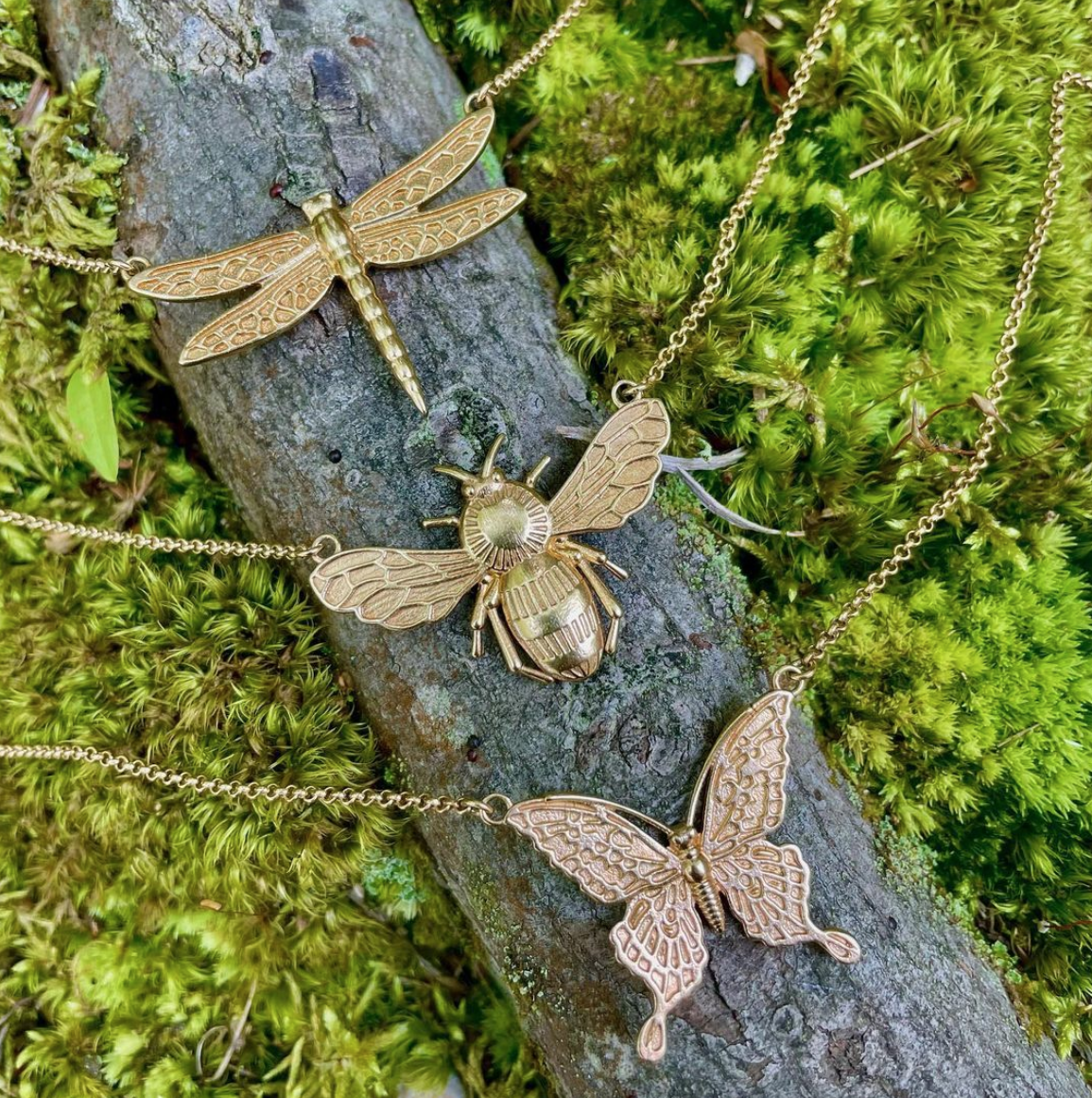 Dragonfly Necklace Large Fine jewelry solid silver gold finish necklaces bracelets earrings
