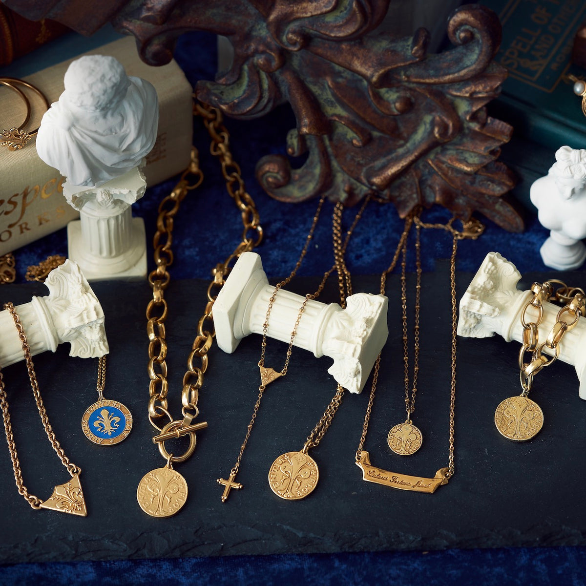 Rosary Fleur de Lis Shield Necklace